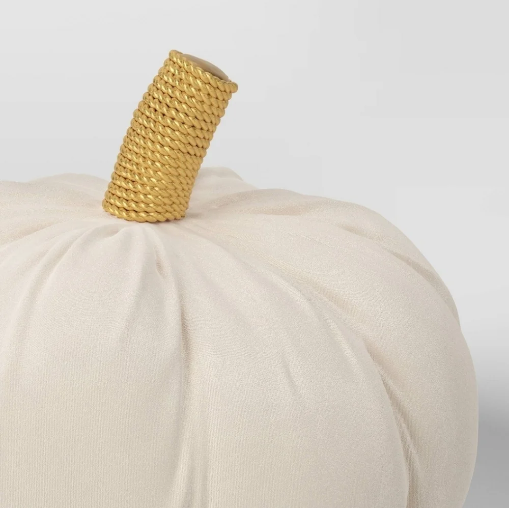 New THRESHOLD Large Decorative Pumpkin Shaped Velvet Pillow In Cream